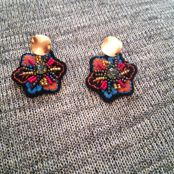 Colorful Embroidered Earrings - Picture 1 of 2
